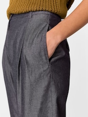 Whistles Blue Barrel Leg 100% Cotton Trousers - Image 4 of 5