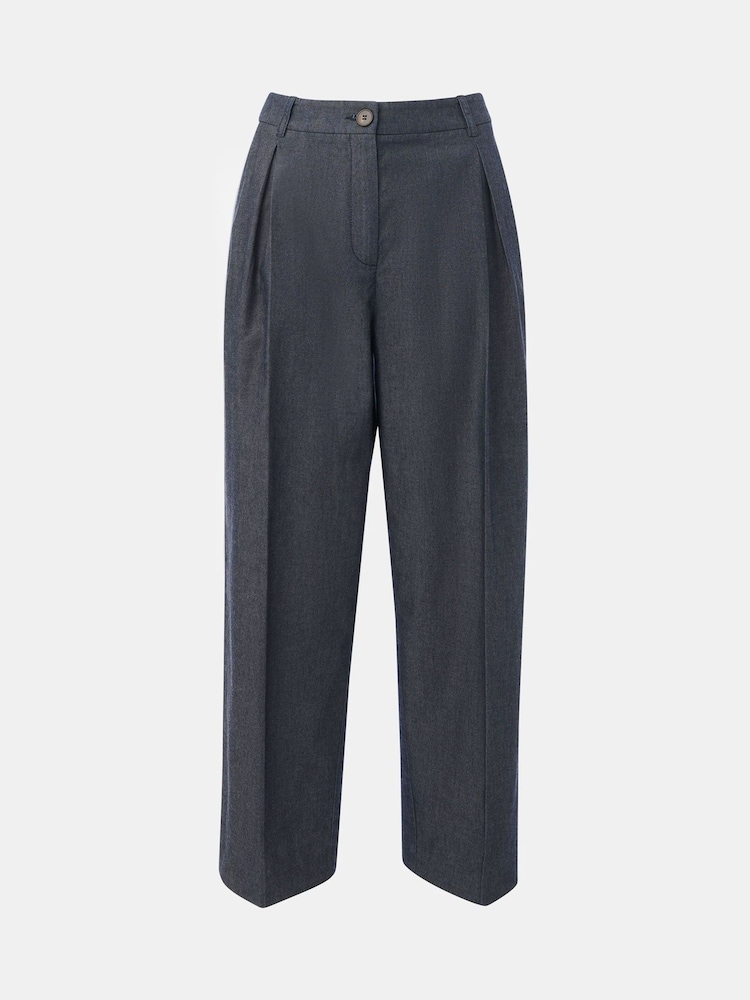 Whistles Blue Barrel Leg 100% Cotton Trousers - Image 5 of 5