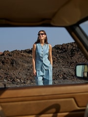 Whistles Blue Molly Linen Waistcoat - Image 1 of 6