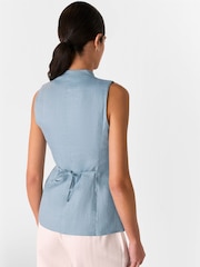 Whistles Blue Molly Linen Waistcoat - Image 3 of 6