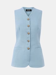 Whistles Blue Molly Linen Waistcoat - Image 6 of 6