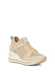 Dune London Brown Wide Fit Eiline 2 Side Zip Wedge Trainers - Image 2 of 6