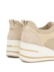 Dune London Brown Wide Fit Eiline 2 Side Zip Wedge Trainers - Image 5 of 6