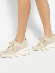 Dune London Brown Wide Fit Eiline 2 Side Zip Wedge Trainers - Image 6 of 6