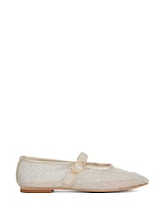 Dune London Gold Headline Mary Jane Woven Ballet Shoes - Image 2 of 6