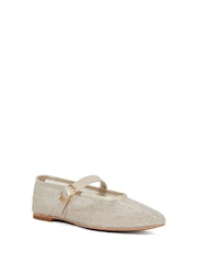 Dune London Gold Headline Mary Jane Woven Ballet Shoes - Image 3 of 6