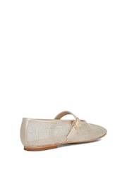 Dune London Gold Headline Mary Jane Woven Ballet Shoes - Image 4 of 6