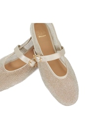 Dune London Gold Headline Mary Jane Woven Ballet Shoes - Image 6 of 6