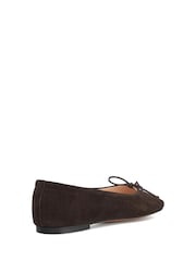 Dune London Brown Hilife Bow Suede Ballet Flat Shoes - Image 4 of 6