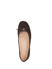 Dune London Brown Hilife Bow Suede Ballet Flat Shoes - Image 5 of 6