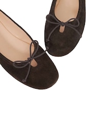 Dune London Brown Hilife Bow Suede Ballet Flat Shoes - Image 6 of 6