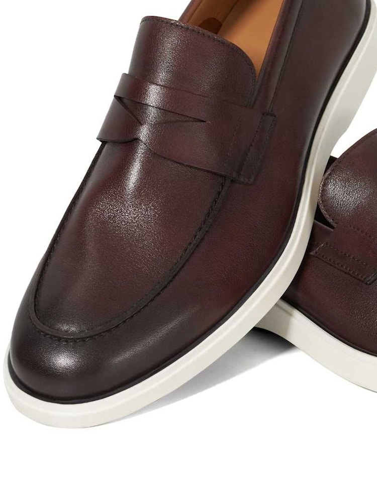 Dune London Brown Barnstaple Casual Rubber Sole Loafers - Image 5 of 5