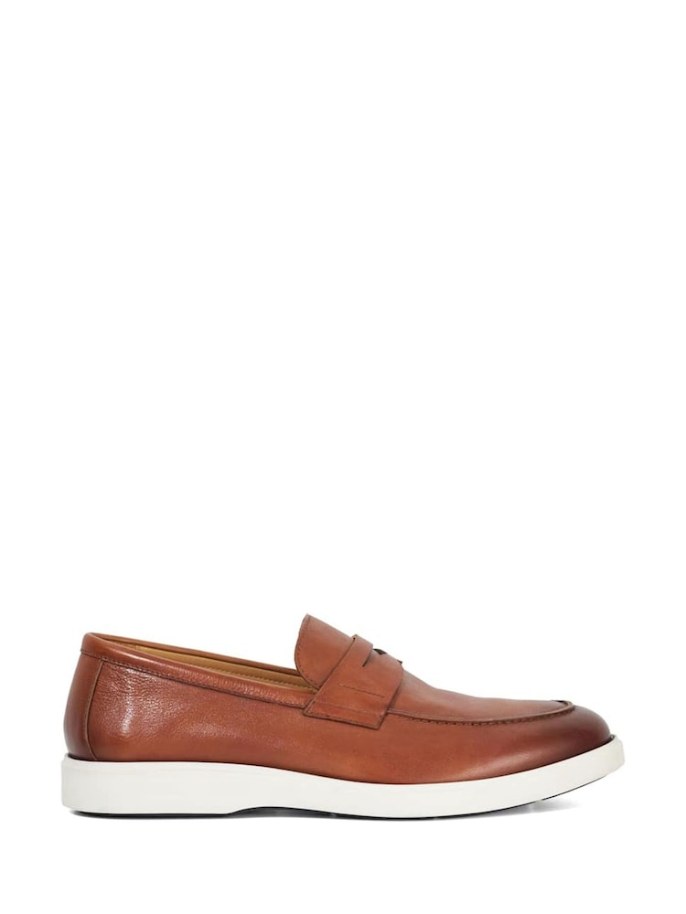 Dune London Brown Chrome Barnstaple Casual Rubber Sole Loafers - Image 1 of 5