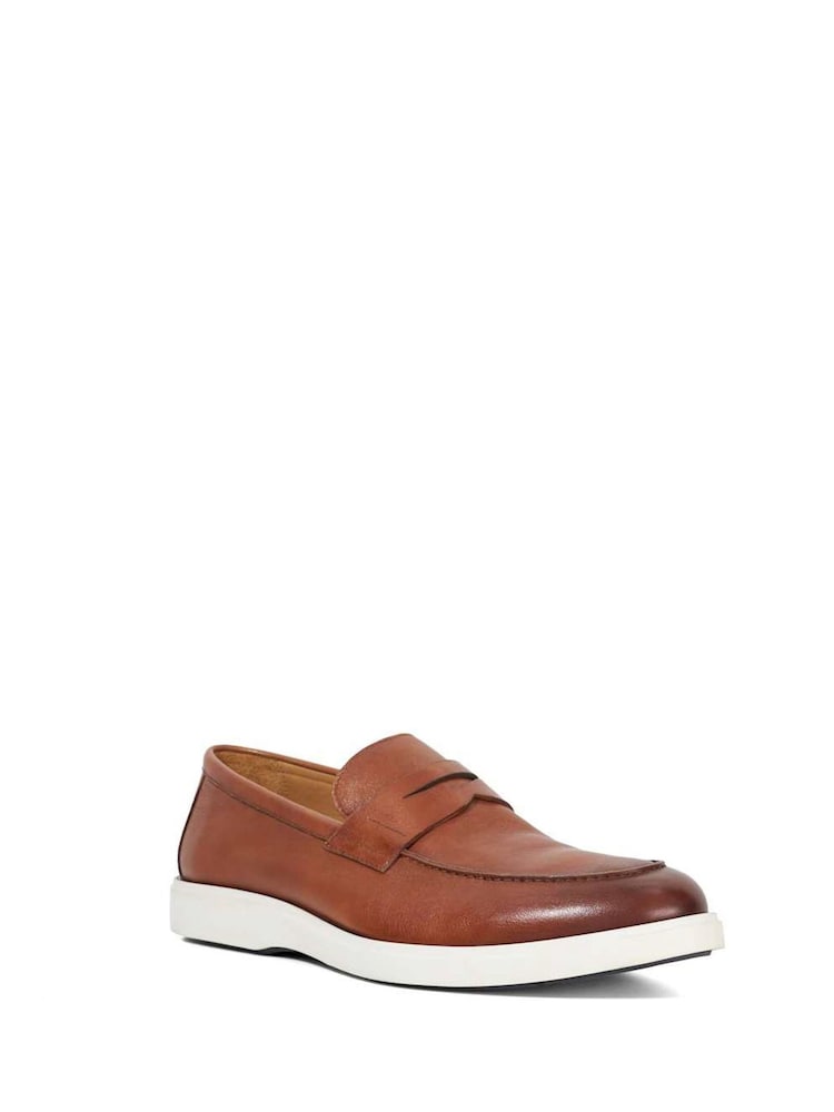 Dune London Brown Chrome Barnstaple Casual Rubber Sole Loafers - Image 2 of 5