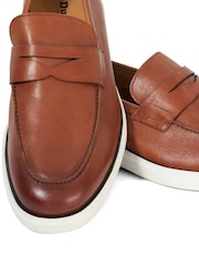 Dune London Brown Chrome Barnstaple Casual Rubber Sole Loafers - Image 5 of 5