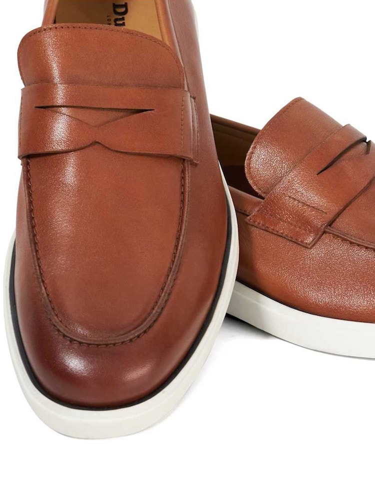 Dune London Brown Chrome Barnstaple Casual Rubber Sole Loafers - Image 5 of 5