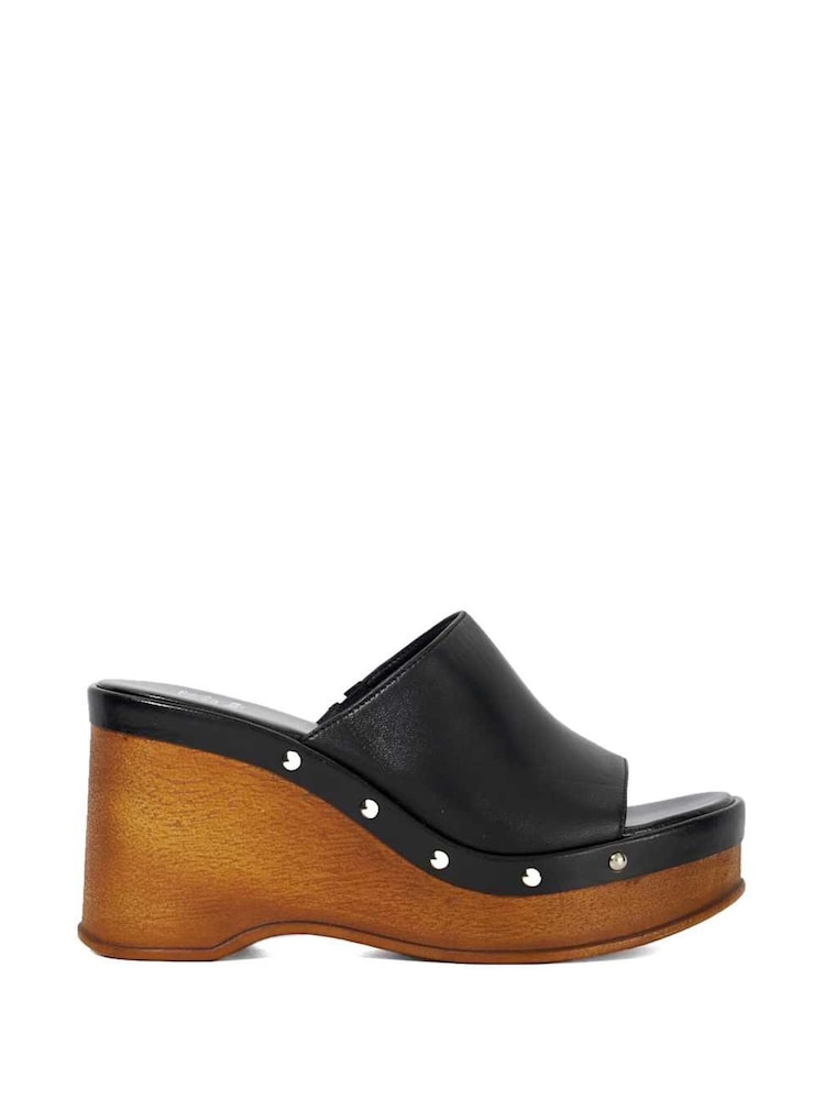 Schwarz - Dune London Kule Studded Wedge Mule Sandals - Bild 1 von 6 Schwarz - Dune London Kule Studded Wedge Mule Sandals - Bild 1 von 6