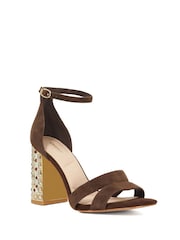 Dune London Brown Majestical Jewelled Heel Sandals - Image 3 of 6