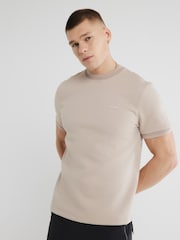 River Island Natural Slim Fit Quilted Badge T-Shirt - Image 1 of 6