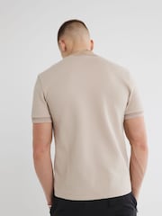 River Island Natural Slim Fit Quilted Badge T-Shirt - Image 2 of 6