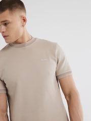 River Island Natural Slim Fit Quilted Badge T-Shirt - Image 3 of 6