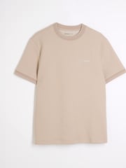 River Island Natural Slim Fit Quilted Badge T-Shirt - Image 5 of 6