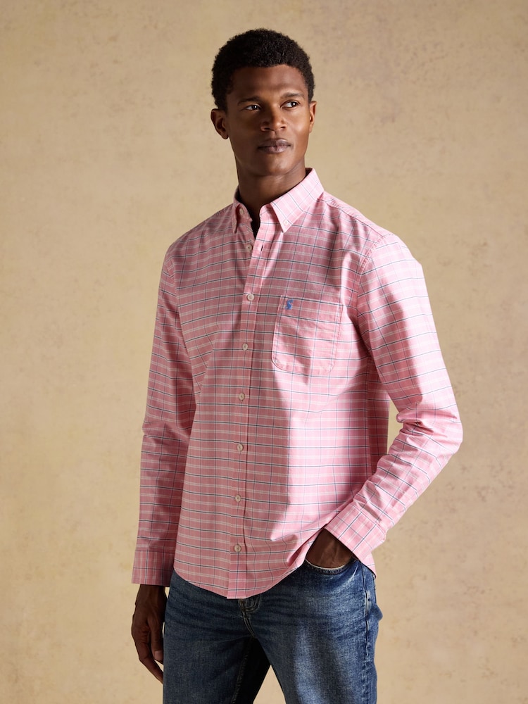 Joules Oxford Pink Classic Fit Long Sleeve Cotton Shirt - Image 1 of 4 Joules Oxford Pink Classic Fit Long Sleeve Cotton Shirt - Image 1 of 4