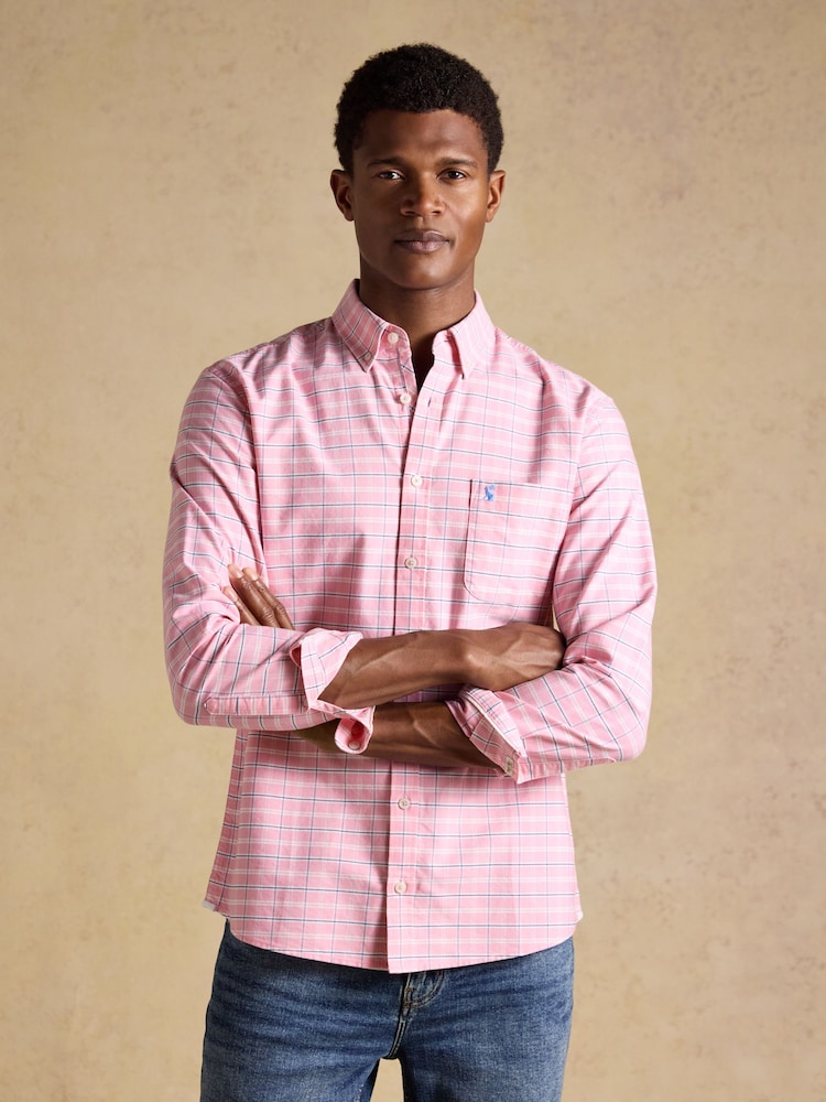 Joules Oxford Pink Classic Fit Long Sleeve Cotton Shirt - Image 2 of 4 Joules Oxford Pink Classic Fit Long Sleeve Cotton Shirt - Image 2 of 4