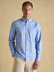 Joules Oxford Blue Check Classic Fit Long Sleeve Cotton Shirt - Image 1 of 11