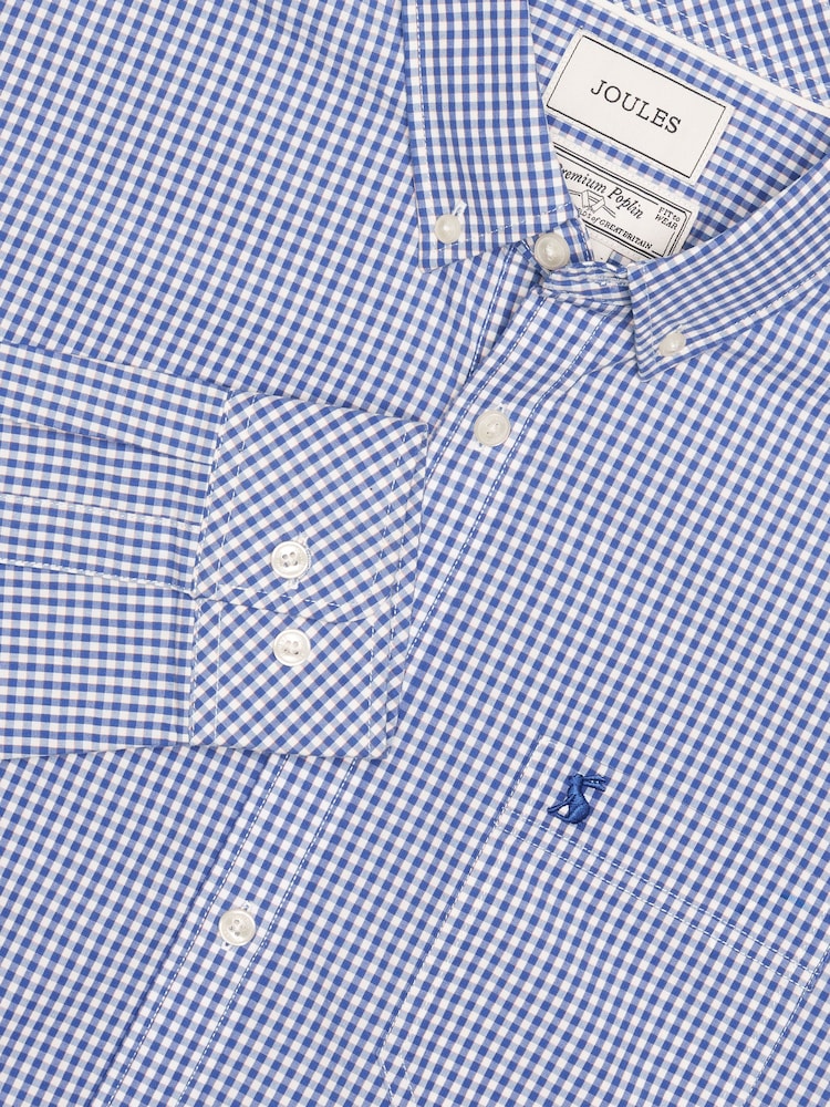 Joules Poplin Blue Gingham Check Classic Fit Shirt - Image 2 of 13