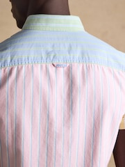 Мульти - Хлопковая рубашка Joules классического кроя оксфорд в полоску с короткими рукавами - Изображение 3 9