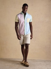 Мульти - Хлопковая рубашка Joules классического кроя оксфорд в полоску с короткими рукавами - Изображение 4 9