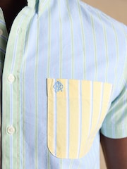 Мульти - Хлопковая рубашка Joules классического кроя оксфорд в полоску с короткими рукавами - Изображение 5 9