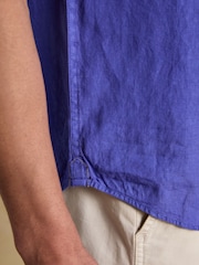 Joules Blue 100% Linen Short Sleeve Classic Fit Shirt - Image 7 of 8