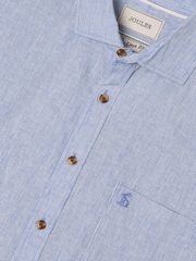 Joules Linen Blend Blue Short Sleeve Shirt - Image 2 of 9
