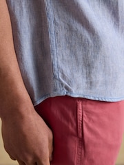 Joules Linen Blend Blue Short Sleeve Shirt - Image 7 of 9