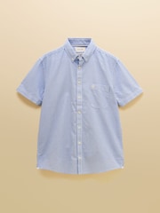 Joules Oxford Blue Striped Short Sleeve Classic Fit Cotton Shirt - Image 10 of 10