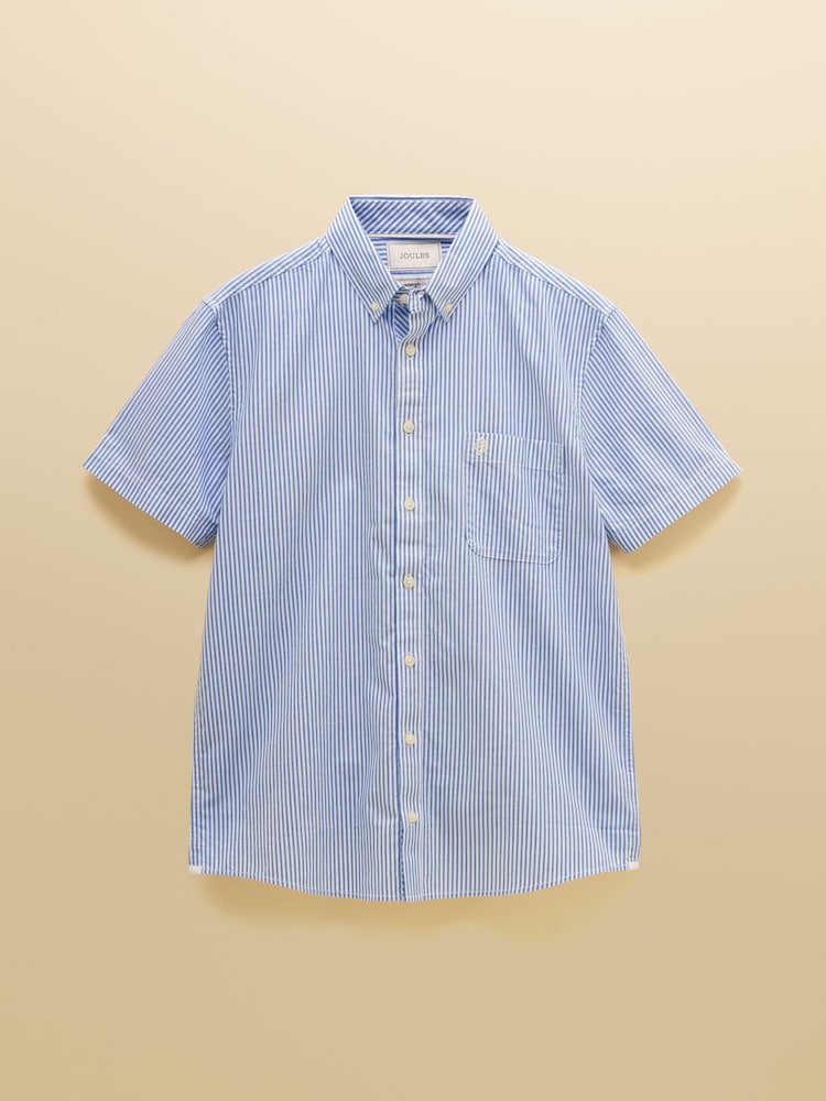 Joules Oxford Blue Striped Short Sleeve Classic Fit Cotton Shirt - Image 10 of 10