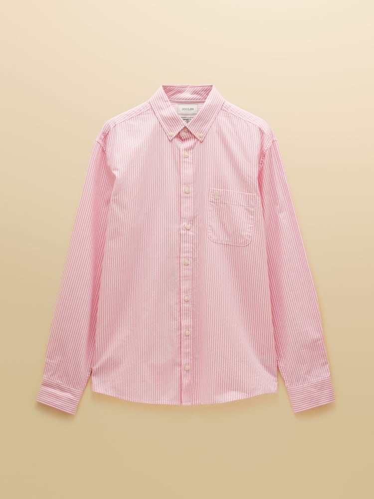 Joules Oxford Pink & White Stripe Long Sleeve Classic Fit Cotton Shirt - Image 9 of 9 Joules Oxford Pink & White Stripe Long Sleeve Classic Fit Cotton Shirt - Image 9 of 9