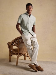 Joules Khaki Green Puppytooth Short Sleeve Classic Fit Shirt - Image 3 of 8