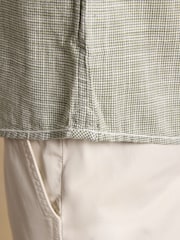 Joules Khaki Green Puppytooth Short Sleeve Classic Fit Shirt - Image 7 of 8