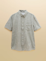 Joules Khaki Green Puppytooth Short Sleeve Classic Fit Shirt - Image 8 of 8