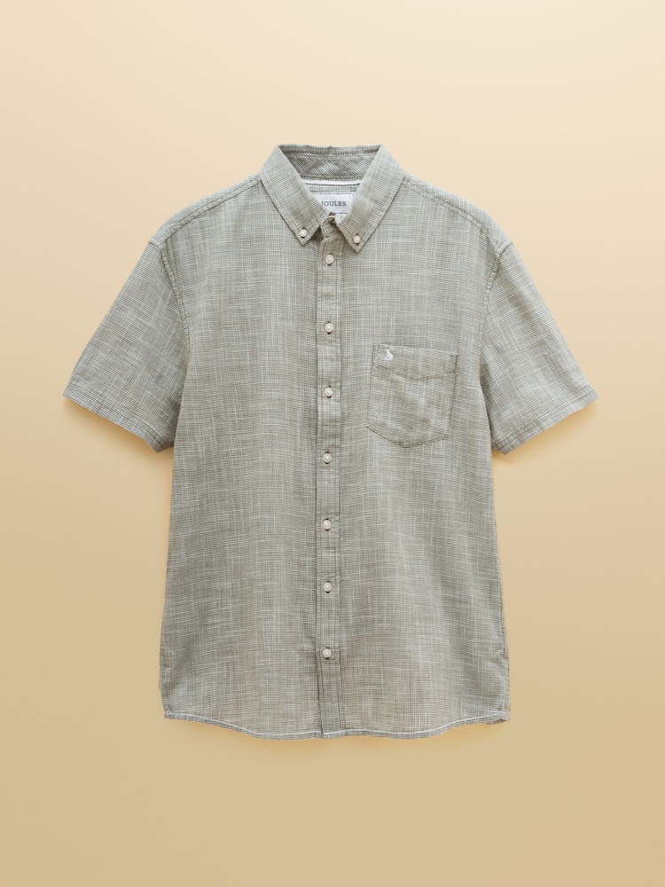 Joules Khaki Green Puppytooth Short Sleeve Classic Fit Shirt - Image 8 of 8