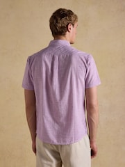 Joules Violet Purple Puppytooth Short Sleeve Classic Fit Shirt - Image 3 of 9