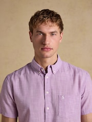 Joules Violet Purple Puppytooth Short Sleeve Classic Fit Shirt - Image 5 of 9