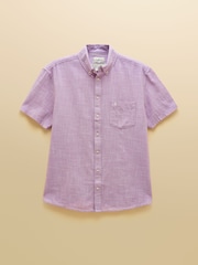 Joules Violet Purple Puppytooth Short Sleeve Classic Fit Shirt - Image 9 of 9