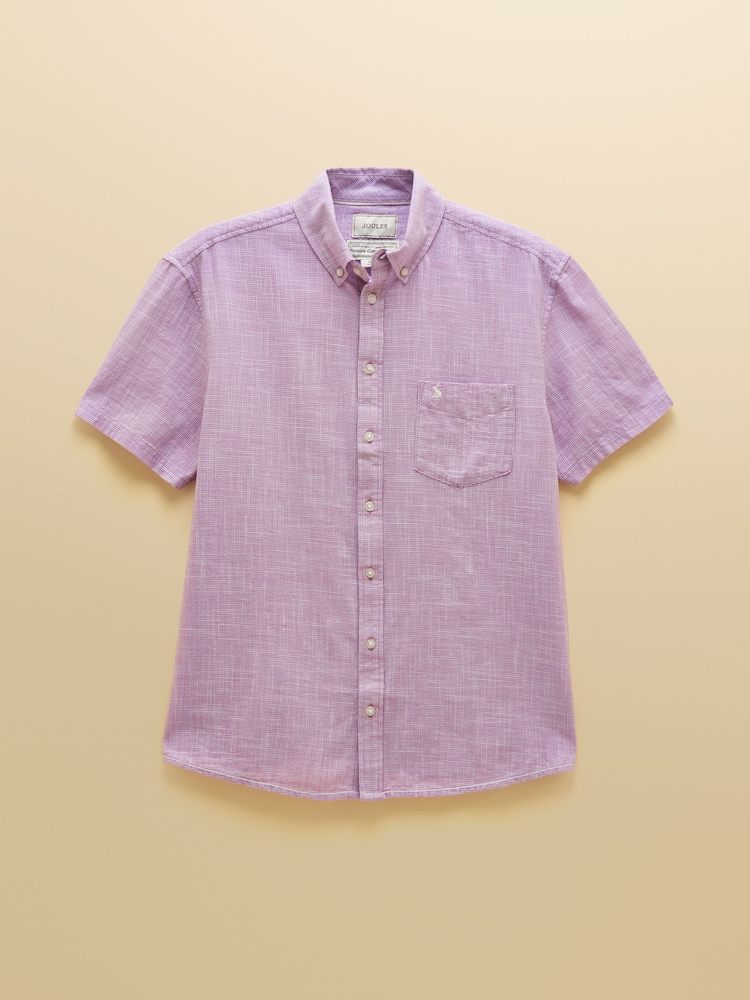 Joules Violet Purple Puppytooth Short Sleeve Classic Fit Shirt - Image 9 of 9