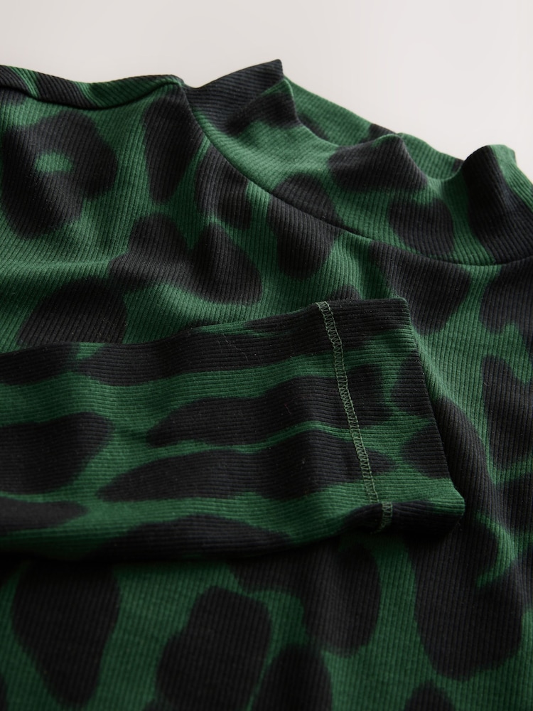 Green Animal Ribbed Roll Neck Long Sleeve T-Shirt - Image 2 of 3