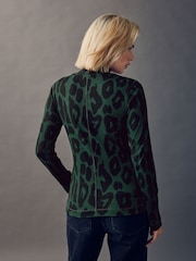 Green Animal Ribbed High Neck Long Sleeve T-Shirt - Image 5 of 8
