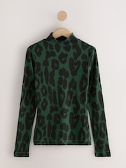 Green Animal Ribbed High Neck Long Sleeve T-Shirt - Image 6 of 8